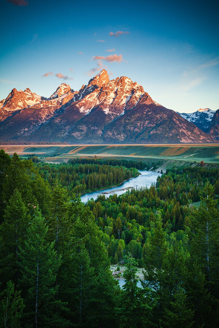 Gebirge, Berg, See, Natur, Tetons HD-Handy-Hintergrundbild