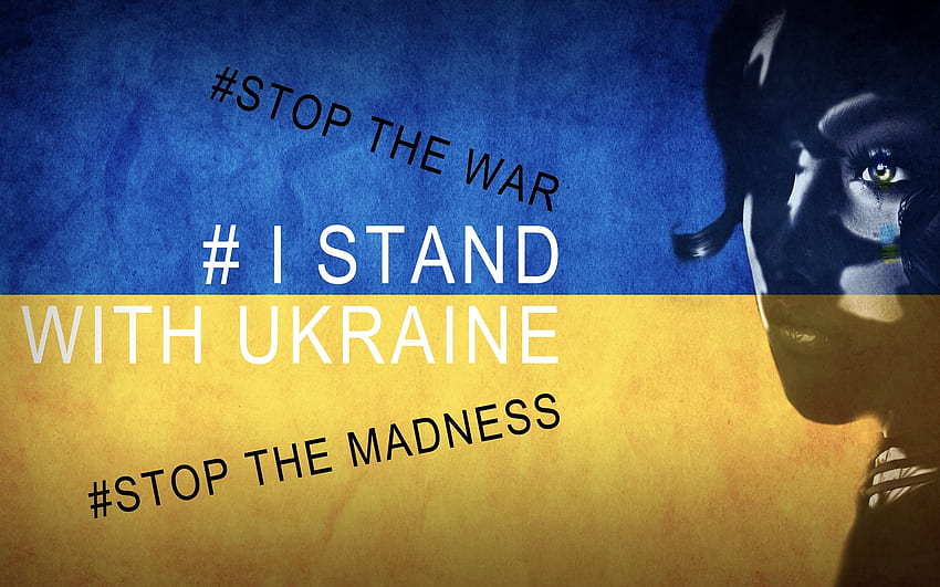 Stoppt den Krieg!, blau, Ukraine, Flagge, gelb HD-Hintergrundbild