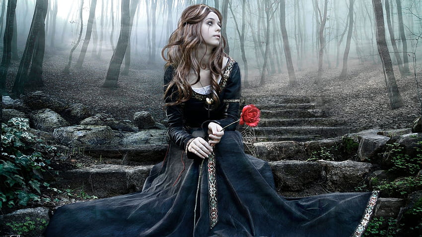 Gothic Girl In The Forest 1,920×1,080 Pixels. Gothic Rose, Gothic , Gothic Fantasy Art HD wallpaper