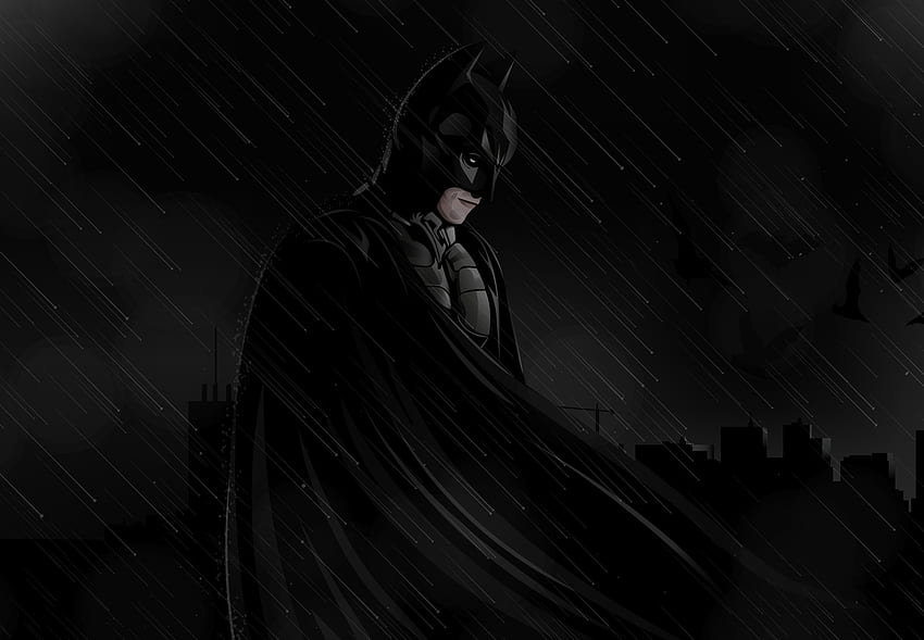 Batman, dark, superhero, rain, art HD wallpaper