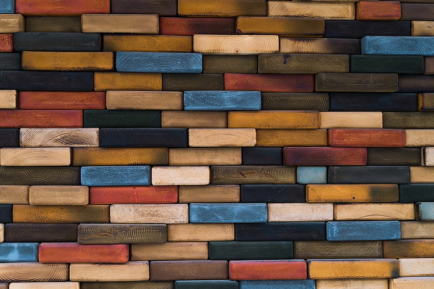 Tekstura, kolorowe cegły, ściana Tapeta HD