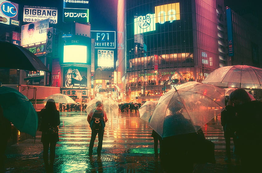 Eine regnerische Nacht in Tokio [1600×1060] :, Vaporwave Tokyo HD-Hintergrundbild