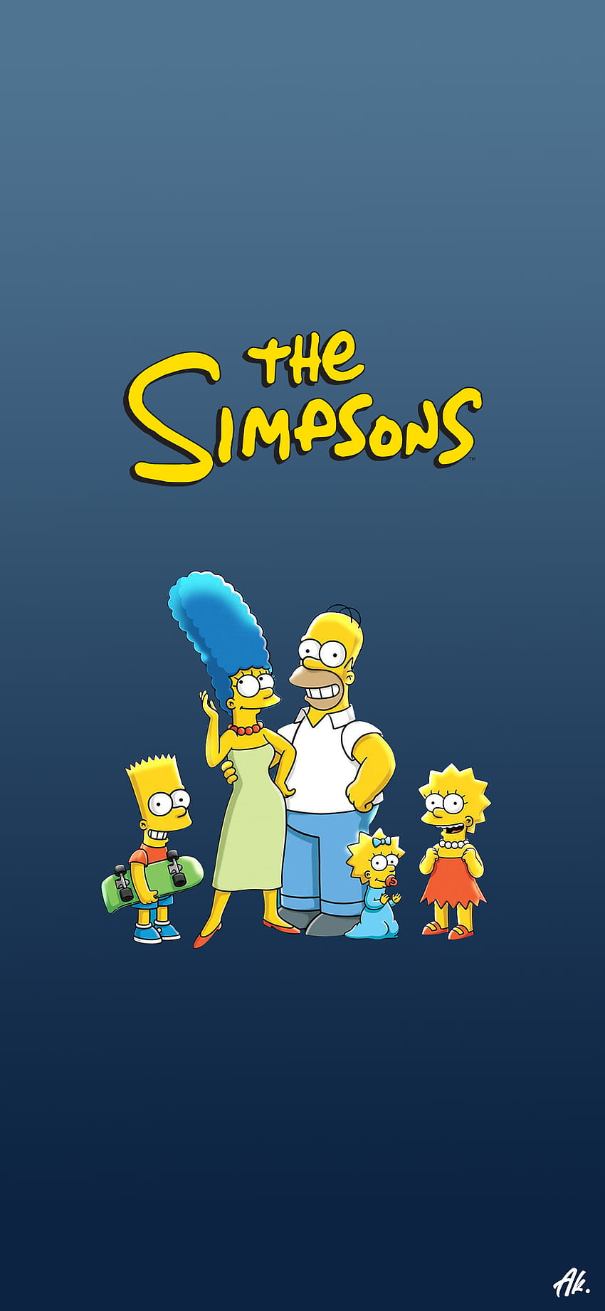 Simpsons_family, естетика, тенденция, iphone, изкуство, синьо, карикатура, тенденция, жълто, Симпсън HD тапет за телефон