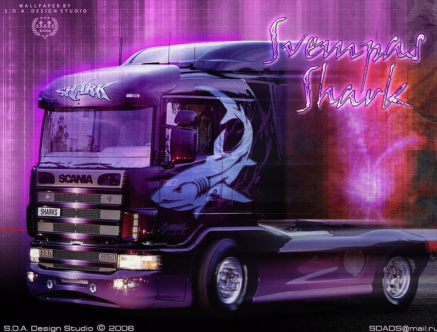 Scania Svempas Shark, violet, camion Fond d'écran HD