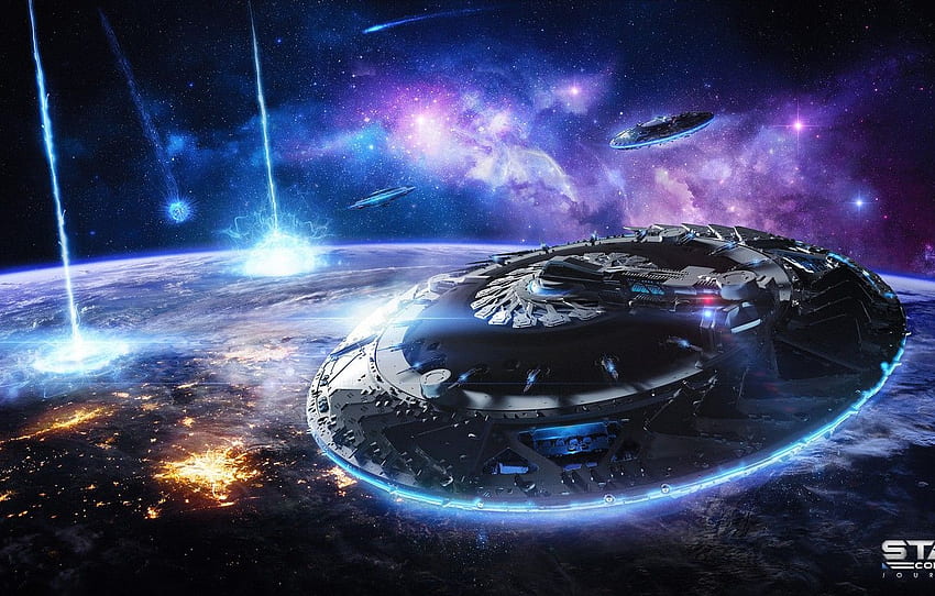 space, planet, stars, UFO, Star Conflict HD wallpaper