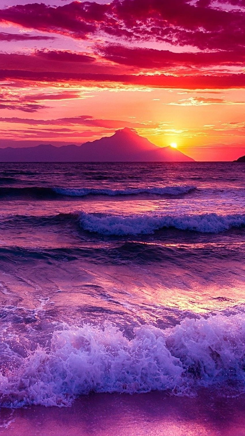 Sky, Horizon, Body of water, Sea, Afterglow, Wave HD phone wallpaper