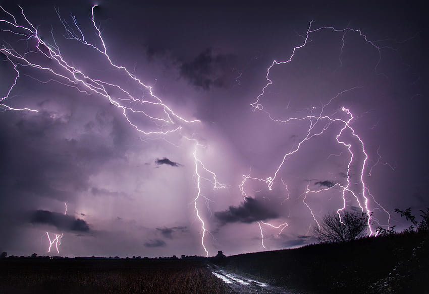Nature, Lightning, Road, Field, Thunderstorm, Storm HD wallpaper | Pxfuel
