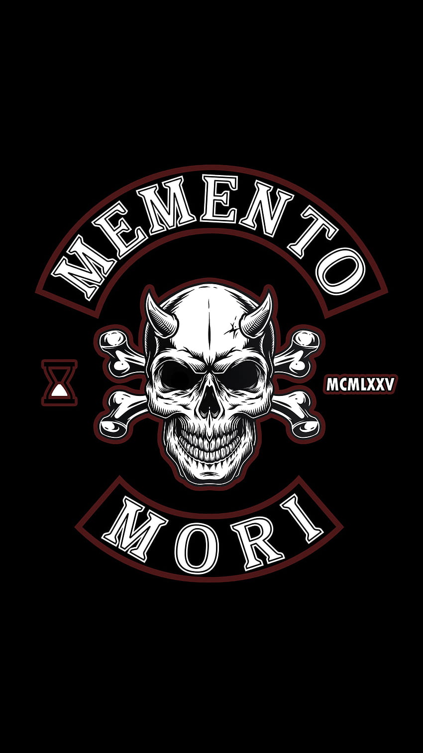 Memento Mori, patch, red, rocker, symbol, cut, black, skull HD phone wallpaper