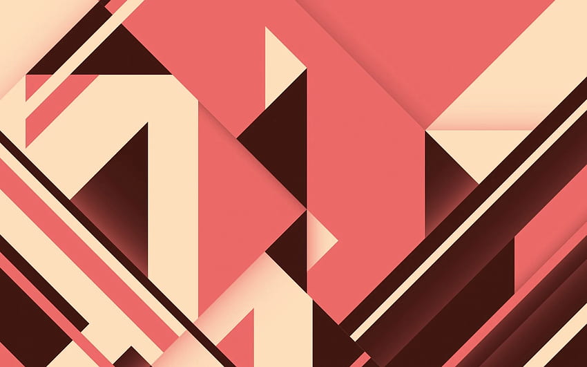 Retro Abstract Background, Brown Pink, Pink Geometric HD wallpaper