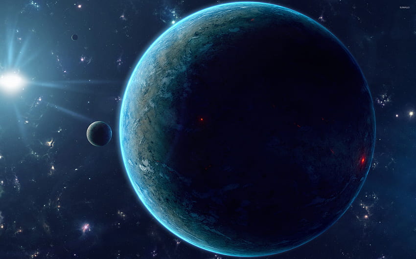 Red and blue planet - Space HD wallpaper