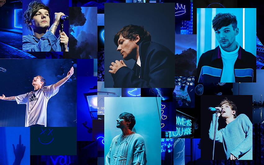 Download Louis Tomlinson Blue Aesthetic Collage Wallpaper