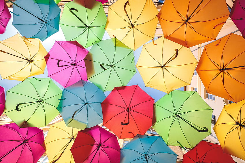 Decorative, colorful, umbrella HD wallpaper