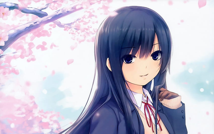 Dizüstü Bilgisayar İçin Güzel Anime Kızı - Koyu Mavi Saçlı Anime Kızı - -, Sevimli Anime Kızı HD duvar kağıdı