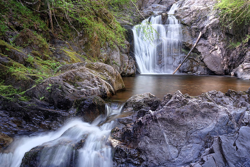 Mira Falls, Nova Scotia, Canada, waterfall, nature, canada, rocks HD wallpaper