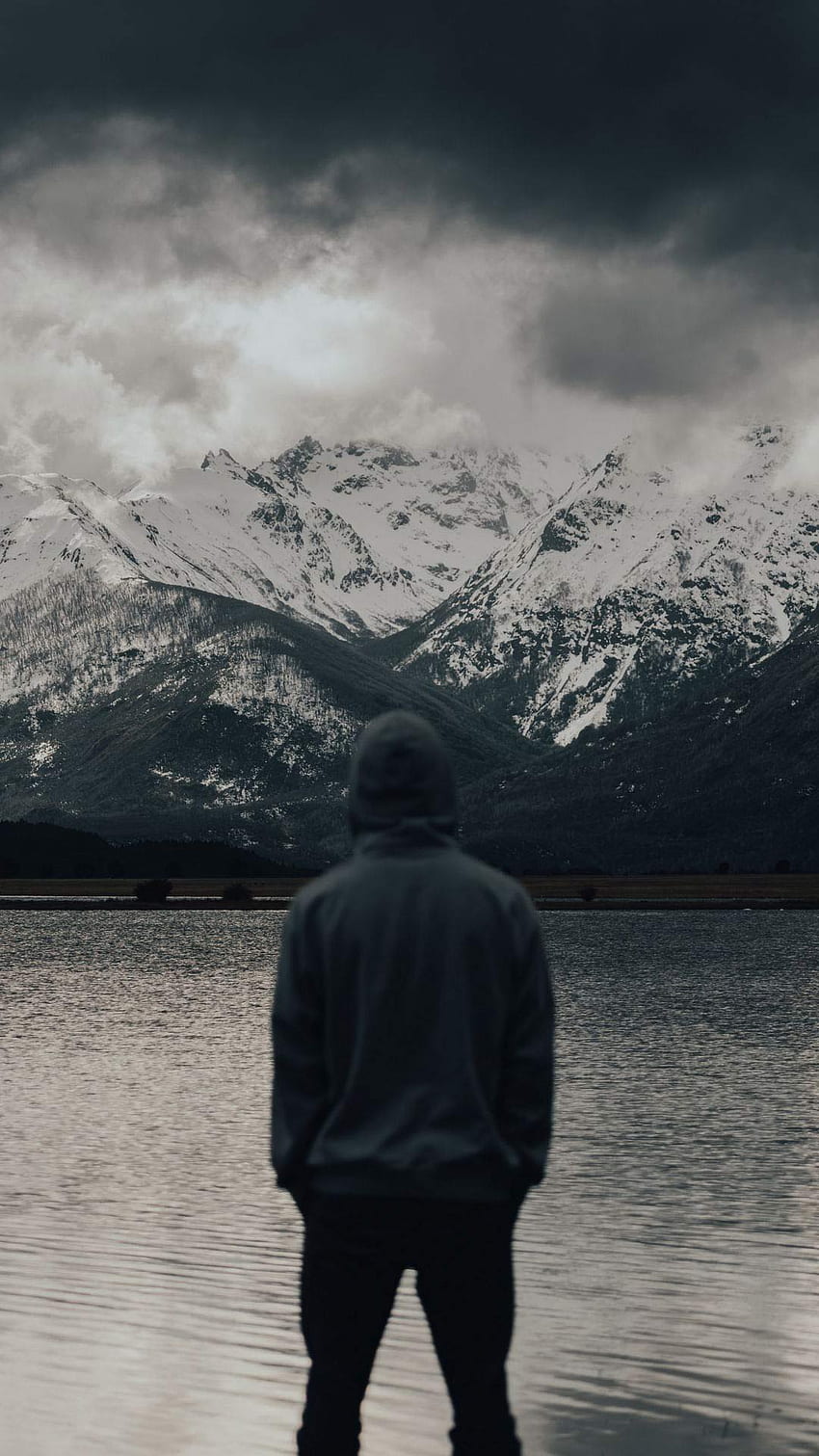 Alone, Man, Mountains, Lake, Man On Mountain HD phone wallpaper