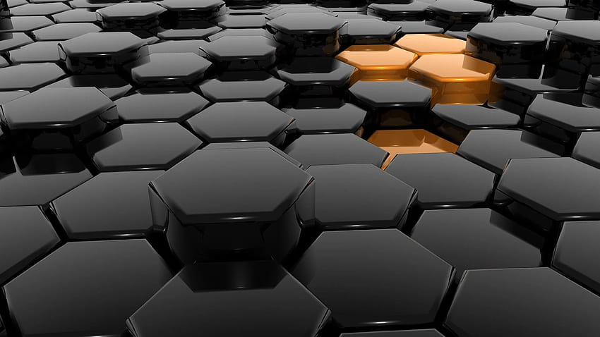 Glossy Black Gold 3D Hexagons HD wallpaper