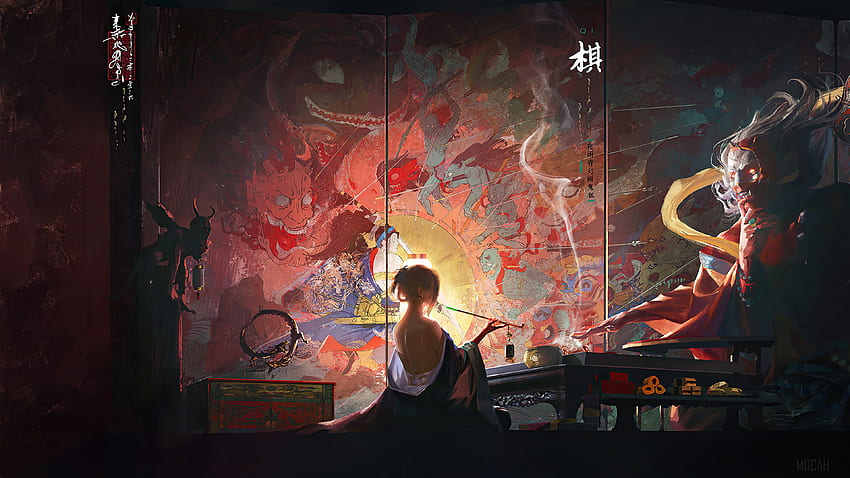 판타지, 일본어, 악마, 요괴, 예술, 디지털 아트 - Mocah , Japan Art HD 월페이퍼