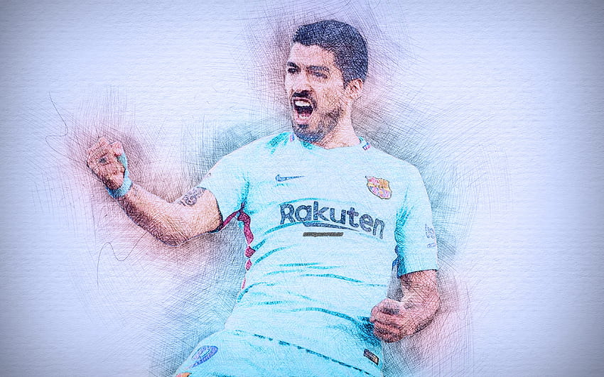 Luis Suárez, Uruguayan, FC Barcelona, Soccer, Luis Suarez, Drawing HD wallpaper