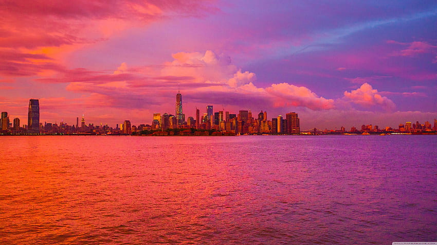 New York City Pink Sunset Ultra Background for U TV : & UltraWide ...