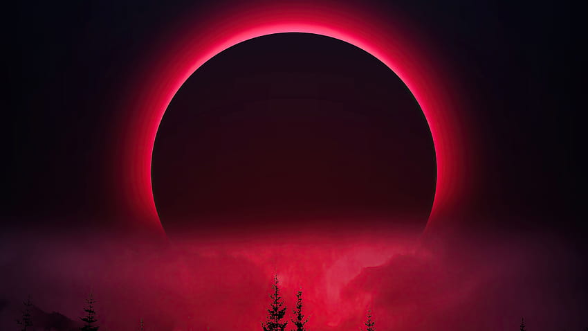 Czerwony Księżyc, Artysta, , Tło i Krwawy Księżyc Tapeta HD