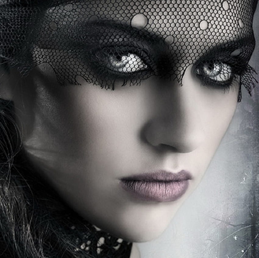 Under the Veil, veil, eyes, girl, fantasy HD wallpaper