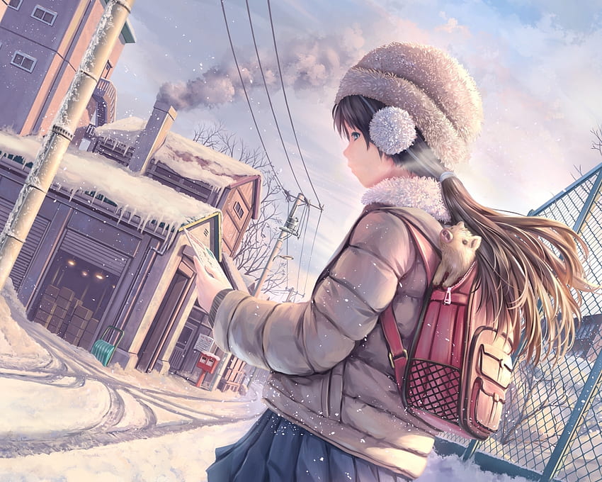 Backpack, Winter, Street, Anime School Girl, Smoke, Snow - Resolution:, Anime  Girl Smoke Hd Wallpaper | Pxfuel
