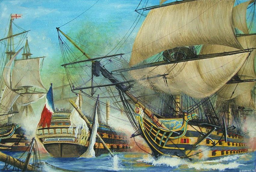 Trafalgar, niebieski, morze, statki, łodzie, wojna Tapeta HD