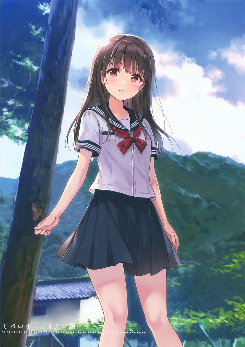 Clouds, Brown Hair, Pretty Anime School Girl, School Uniform - Resolution:, Anime  Girl School HD phone wallpaper | Pxfuel