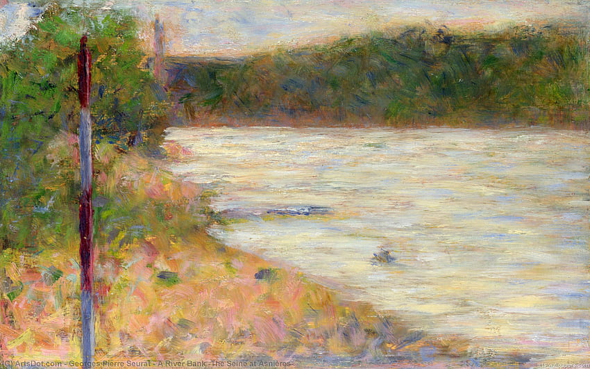 Bir Nehir Kıyısı (Asnières'teki Seine) - Georges Pierre Seurat HD duvar kağıdı