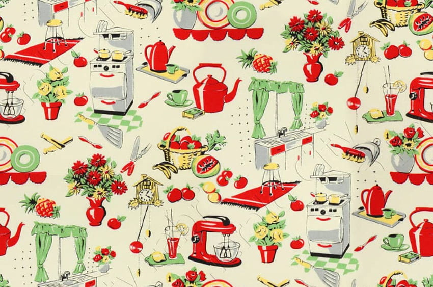 Vintage 50's Repeating Seamless or fabric: Partial pattern, Retro 50s HD wallpaper