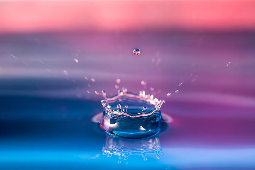 Water drop, blue, waves, water, droplet HD wallpaper