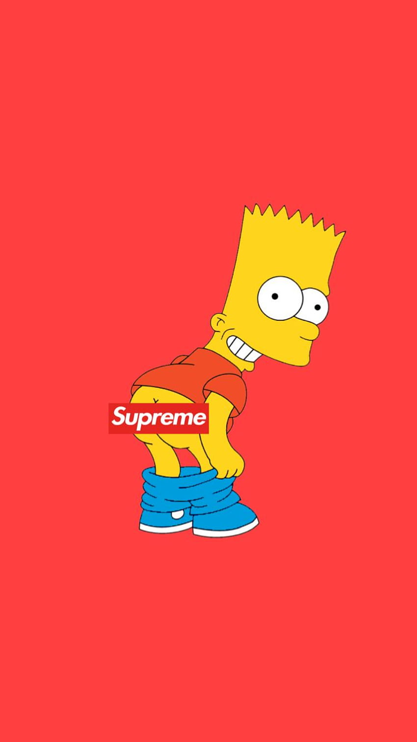 simpson supreme , cartone animato, rosso, illustrazione, personaggio fittizio, animazione, clip art, disegno grafico, arte, Bart Simpson Supreme Sfondo del telefono HD