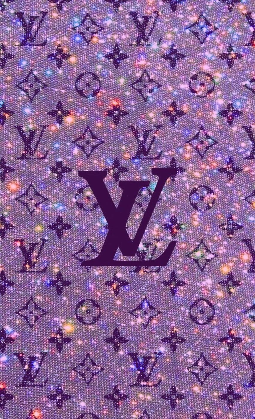 Louis Vuitton purple logo purple brickwall, Louis Vuitton logo
