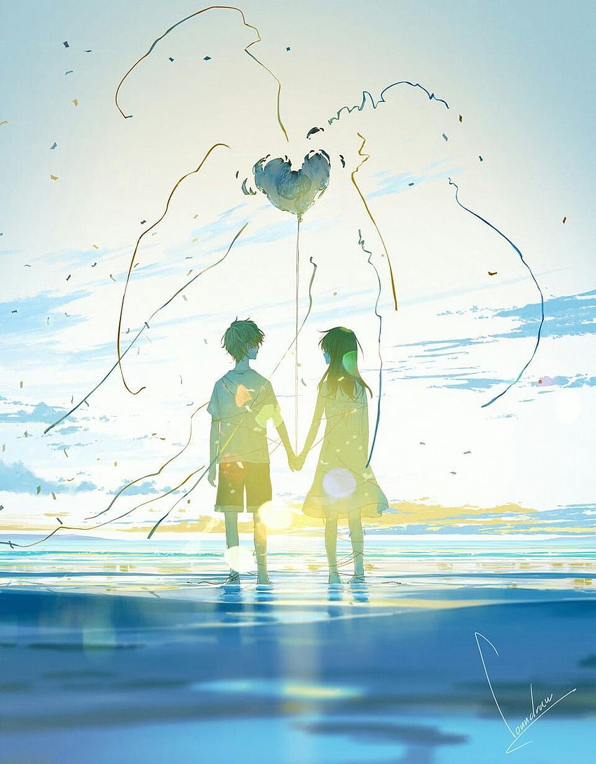 Mizutan di Anime ( 風光明媚な ), Anime Romantis Berpegangan Tangan wallpaper ponsel HD