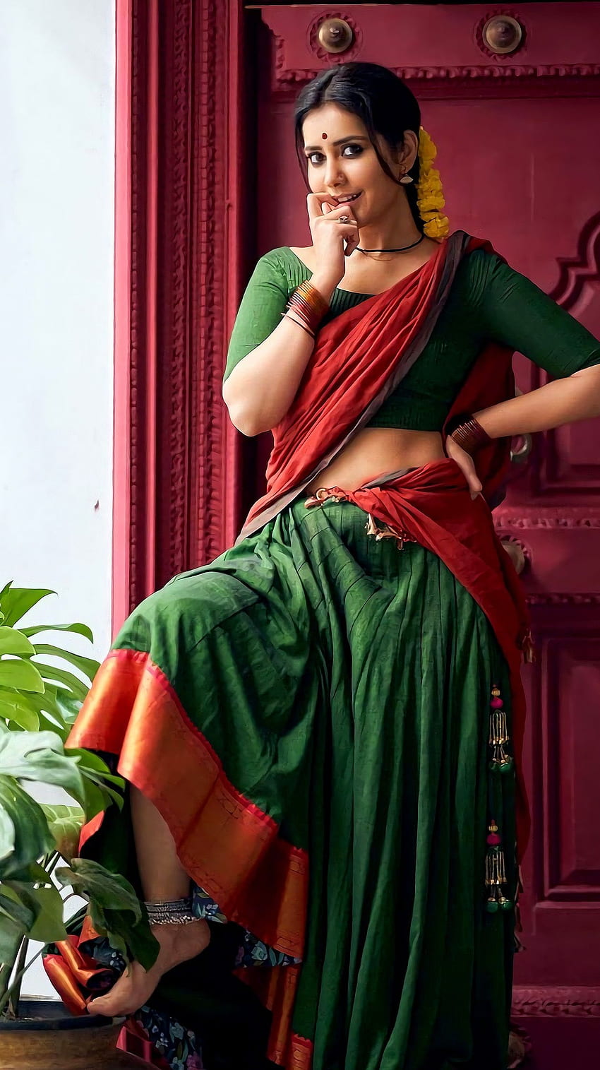 Rashi Khanna, piękna sari Tapeta na telefon HD