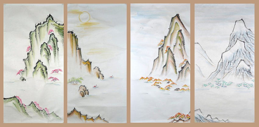 Sumi E: Four Seasons HD wallpaper