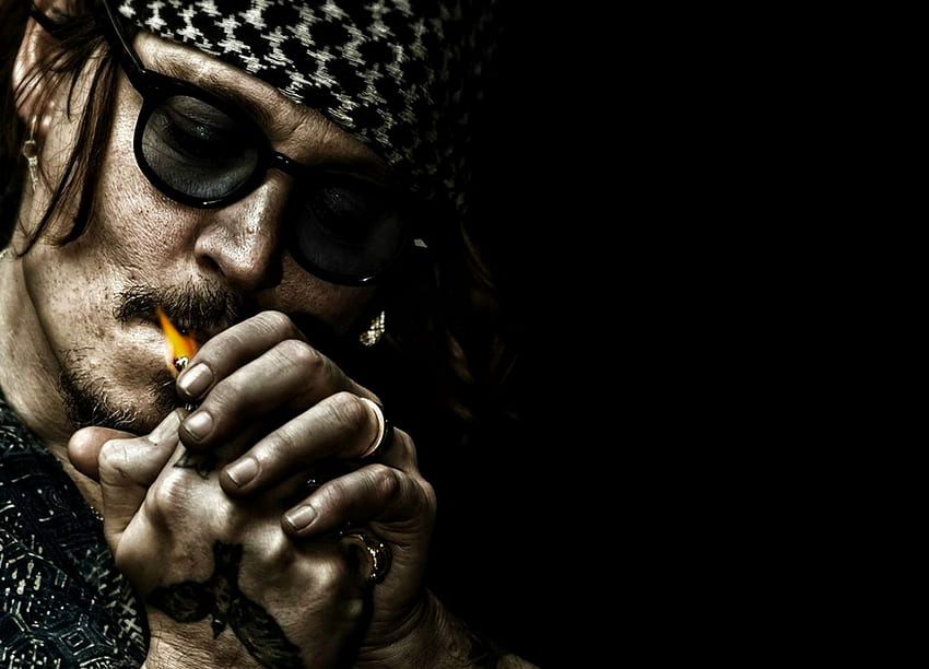 Johnny Depp, siyah, grafik, adam, dövme, el, martin huch, güneş gözlüğü, aktör HD duvar kağıdı