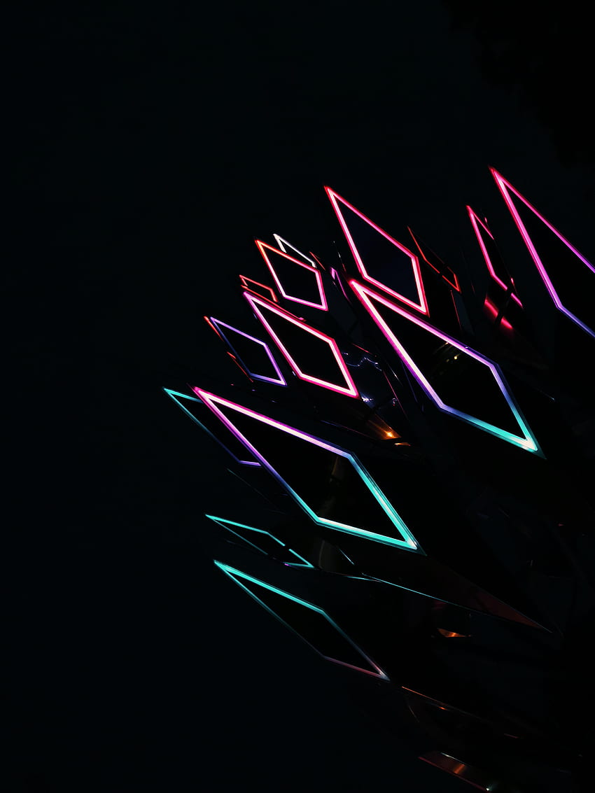 Multicolored, Motley, Neon, Backlight, Illumination, Rhombus HD phone wallpaper