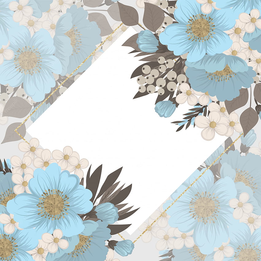 Vektor Premium. Latar belakang batas bunga - bunga biru muda wallpaper ponsel HD