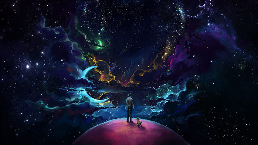 Space Full - Top Space Full Background - space, Man and dog, Dark, Amazing HD wallpaper