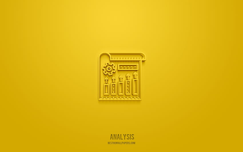 Analysis 3d icon, yellow background, 3d symbols, Analysis, business icons, 3d icons, Analysis sign, business 3d icons HD wallpaper
