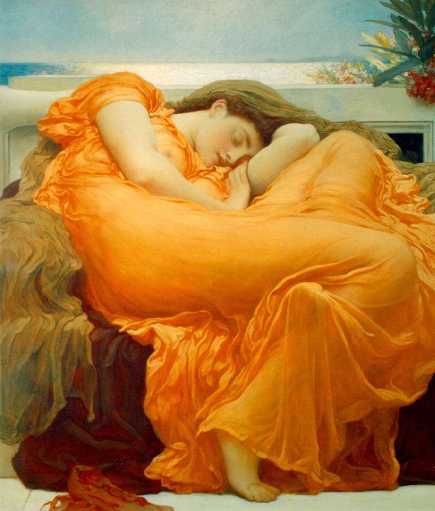Flaming June is a painting by Sir Frederic Leighton, production in 1895. Pre raphaelite art, Framed canvas art, Flaming june HD電話の壁紙