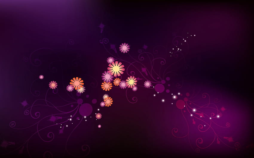 flowers, spots, white, black, White and Purple HD wallpaper