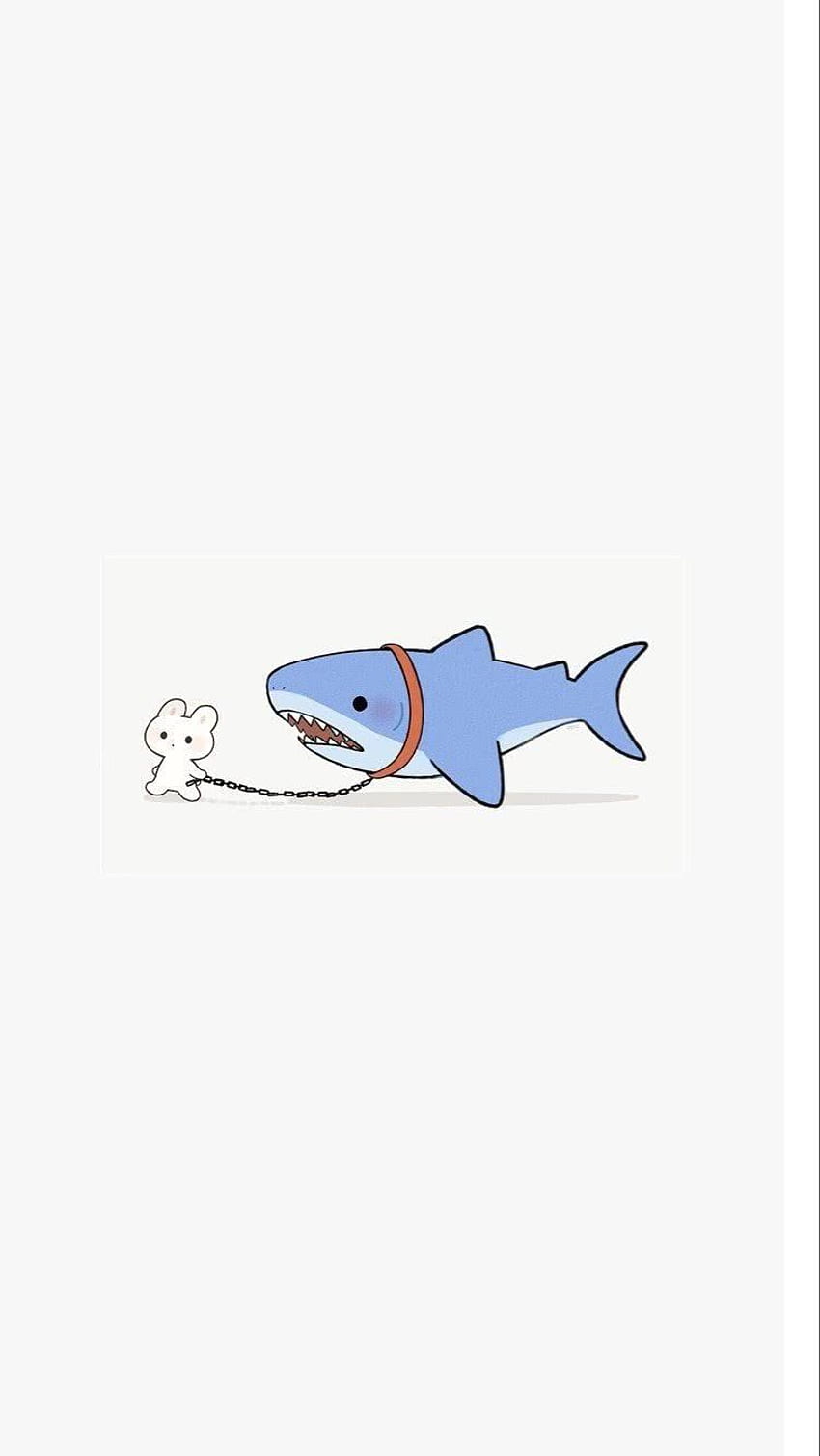 Сладка акула, сладка анимирана акула HD тапет за телефон