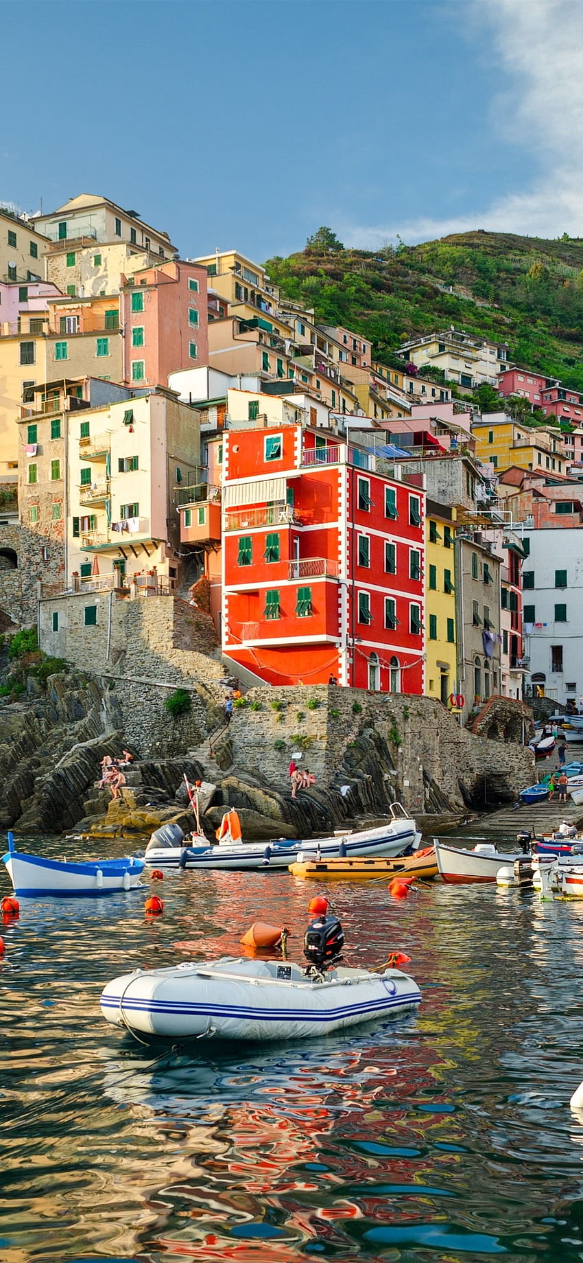 Italy, Riomaggiore, Houses, Boats, Sea, Coast IPhone 11 Pro XS Max , Background, , Northern Italy HD phone wallpaper