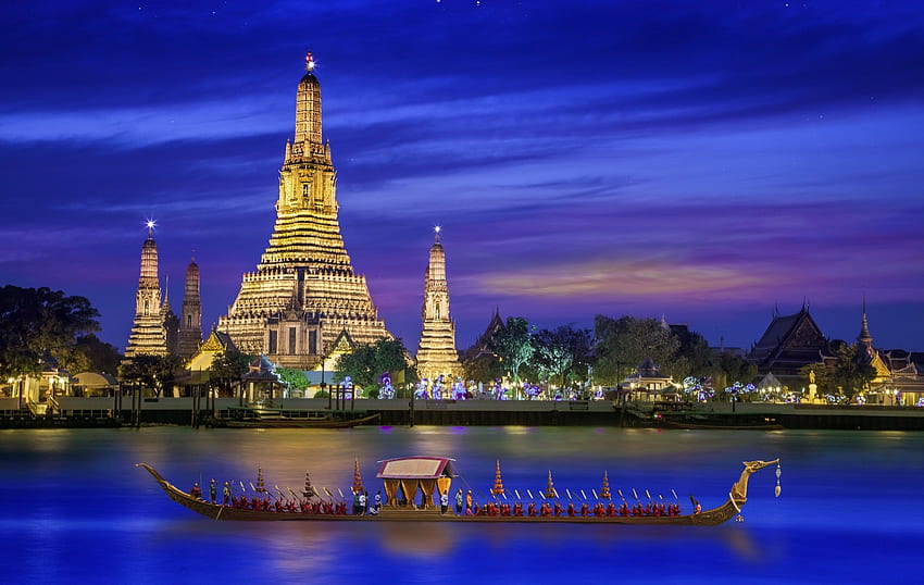 방콕과 배경, 태국 사원 HD 월페이퍼