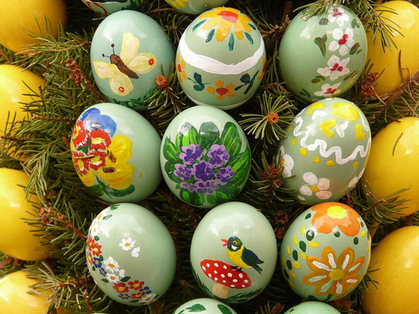 EASTER EGGS, happy, easter, painted, eggs HD wallpaper