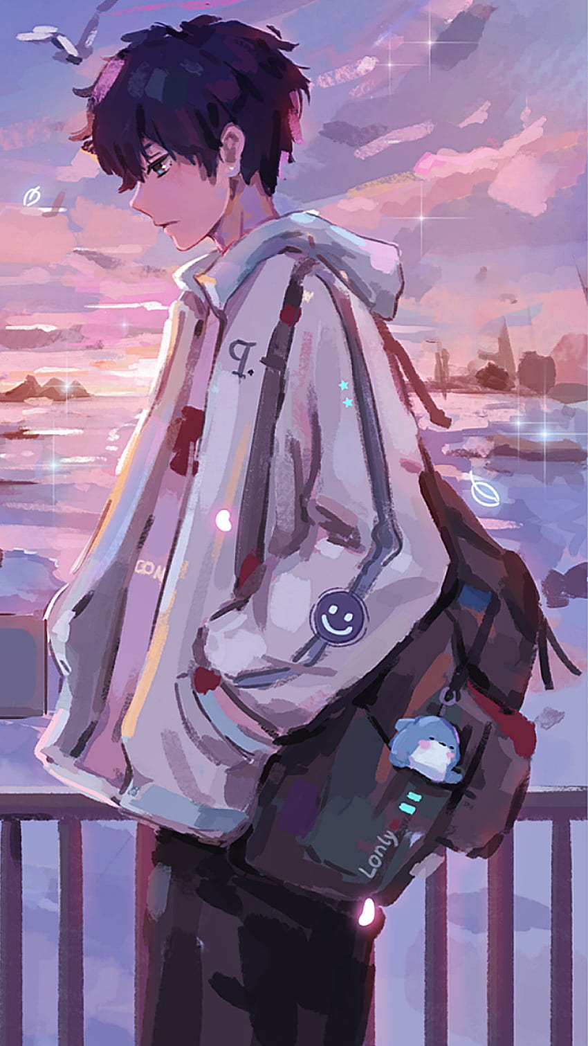 Anime boy, hoodie, white, cartoon, mask HD phone wallpaper | Pxfuel
