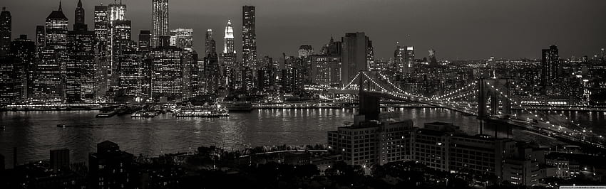 New York City Dual-Monitor, Schwarz-Weiß-Dual-schirm HD-Hintergrundbild