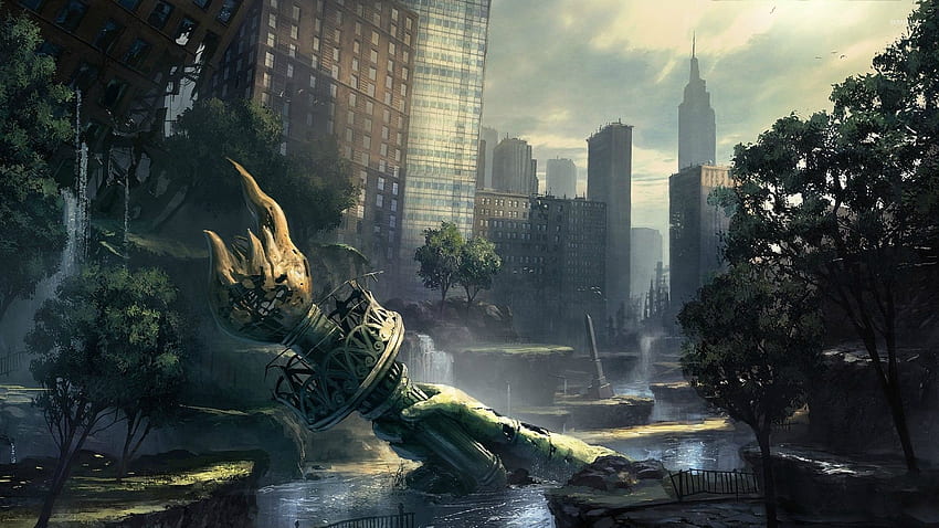 result for apocalyptic future city. City , Background , Statue of liberty, Apocalypse City HD wallpaper